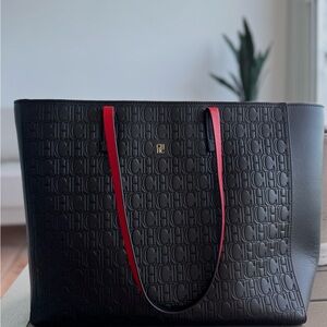 Carolina Herrera Black Tote with Red Straps